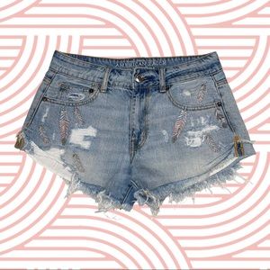 Women's American Eagle Hi-Rise Festival Denim Shorts